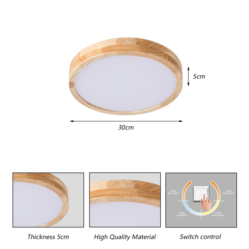 BRILAGI - LED-taklampa WOODLINE LED/24W/230V 3000/4000/6000K ek Ø 30 cm