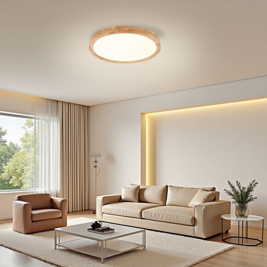 Brilagi - WOODROUND LED taklampa 30W/230V 3000/4000/6000K Ø 40 cm trä Ra 90