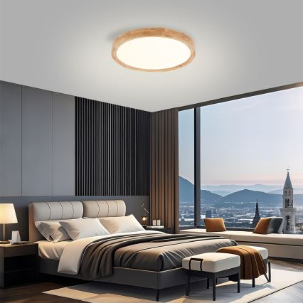 Brilagi - LED taklampa WOODROUND LED/30W/230V 3000/4000/6000K diam. 40 cm trä CRI 90