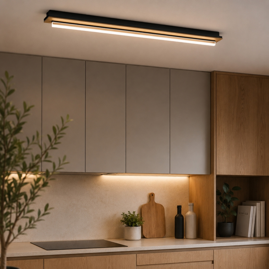 Brilagi - LED taklampa WOODY FLAT LED/25W/230V ek/svart