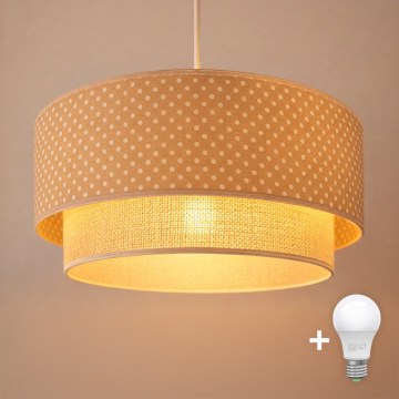 Brilagi-LED takpendel BOHO BOBO 1xE27/60W/230V Ø 40 cm med prickar beige/kräm.