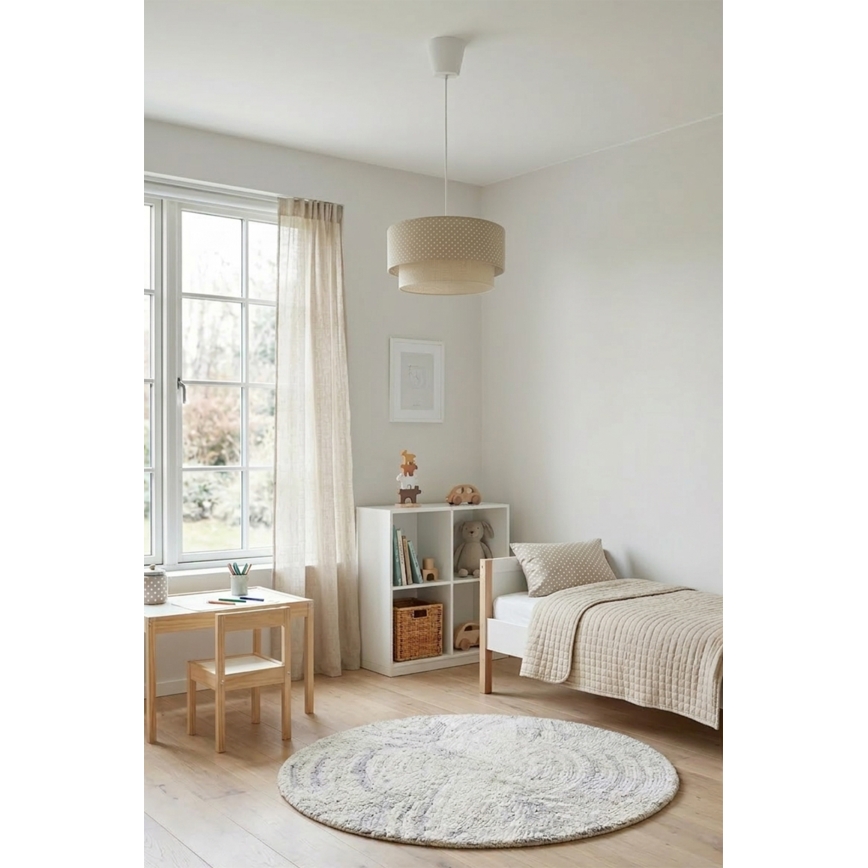 Brilagi-LED takpendel BOHO BOBO 1xE27/60W/230V Ø 40 cm med prickar beige/kräm.