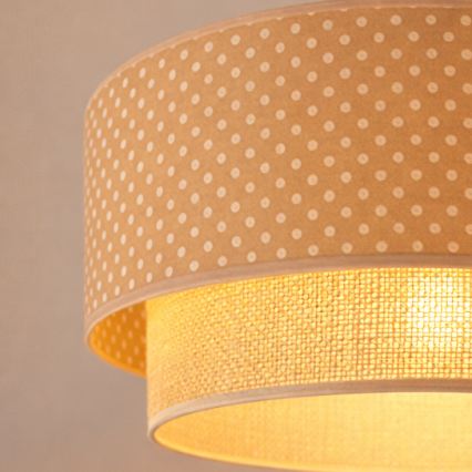 Brilagi-LED takpendel BOHO BOBO 1xE27/60W/230V Ø 40 cm med prickar beige/kräm.
