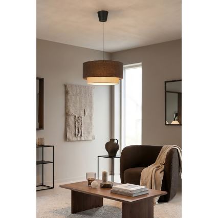 Brilagi - LED-takpendel BOHO ECO på sladd 1xE27/10W/230V Ø 40 cm brun/krämvit