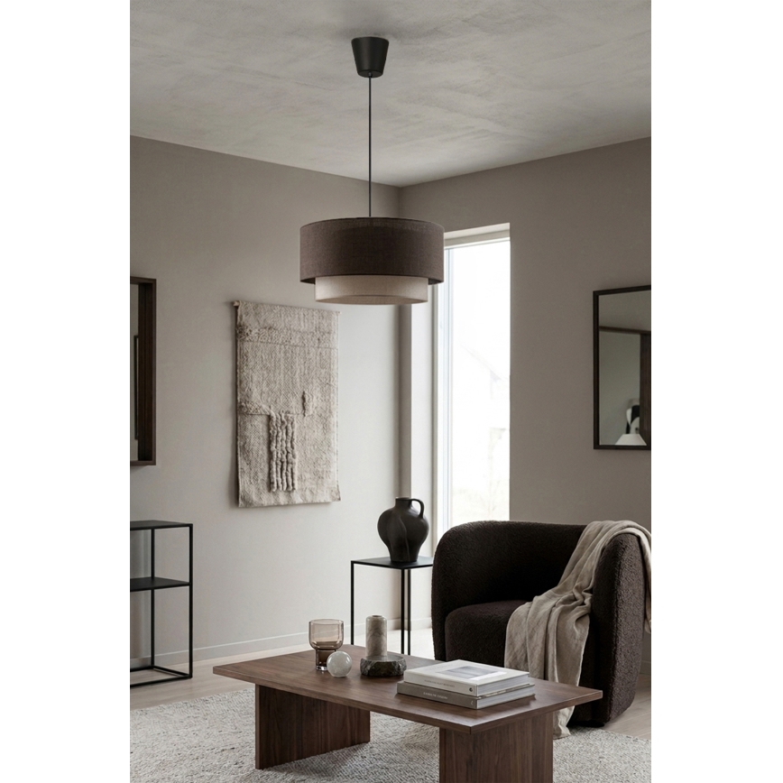 Brilagi - LED-takpendel BOHO ECO på sladd 1xE27/10W/230V Ø 40 cm brun/krämvit