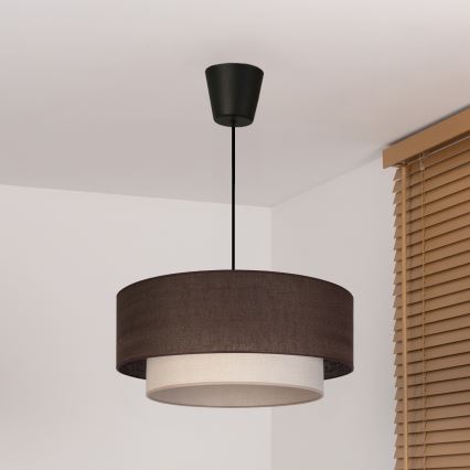 Brilagi - LED-takpendel BOHO ECO på sladd 1xE27/10W/230V Ø 40 cm brun/krämvit