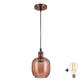 BRILAGI - LED takpendel med sladd RETRO GLASS 1xE27/60W/230V Ø 14 cm koppar/rökbrun