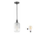 BRILAGI - LED takpendel på sladd RETRO GLASS 1xE27/60W/230V Ø 14 cm svart/vit