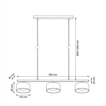 Brilagi - LED Takpendel på vajer AURA LUX 3xGX53/30W/230V svart/guld