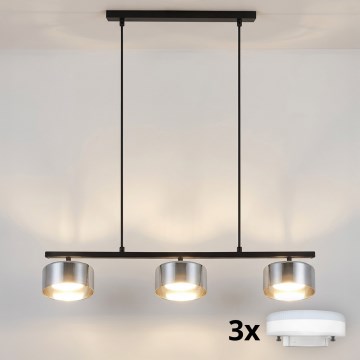 Brilagi - LED Takpendel på vajer AURA LUX 3xGX53/30W/230V svart/rökfärgad