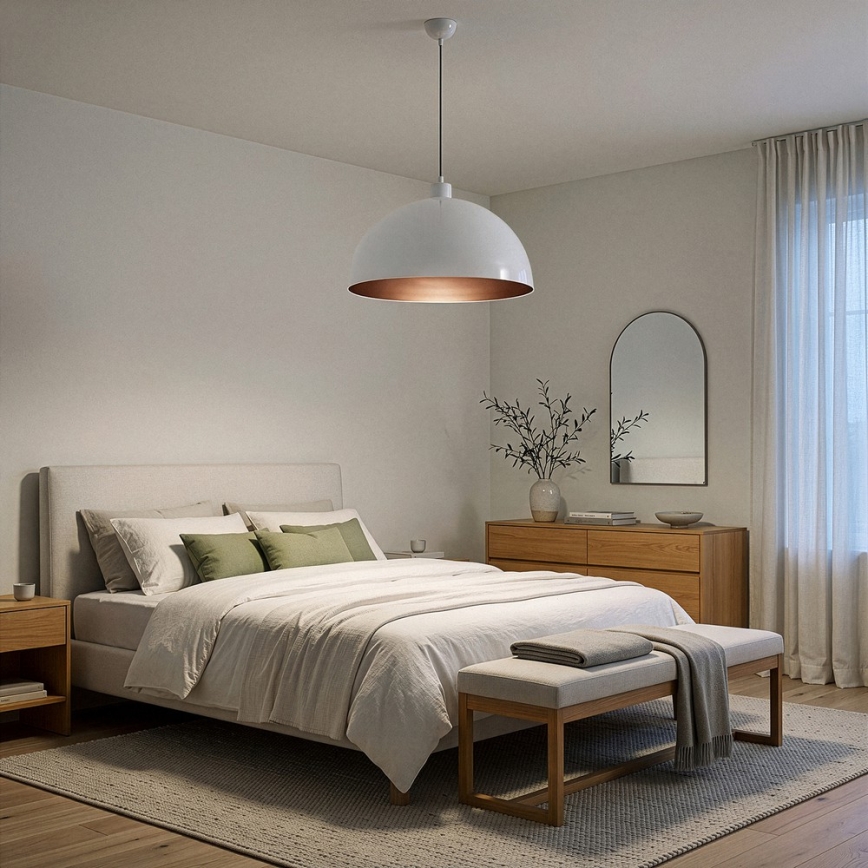 BRILAGI - LED-takpendel på vajer METALO 1xE27/40W/230V Ø 40 cm vit/koppar