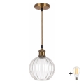BRILAGI - LED takpendel på wire RETRO GLASS 1xE27/60W/230V Ø 18 cm guld/klarglas