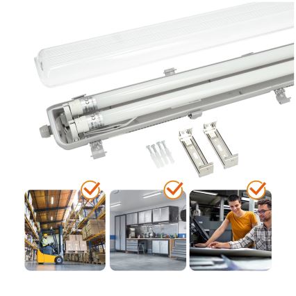 BRILAGI - OPTIMA T8 teknisk damm- och vattenstråleskyddad LED-lysrörsarmatur 2xG13/18W/230V 6500K IP65 128 cm