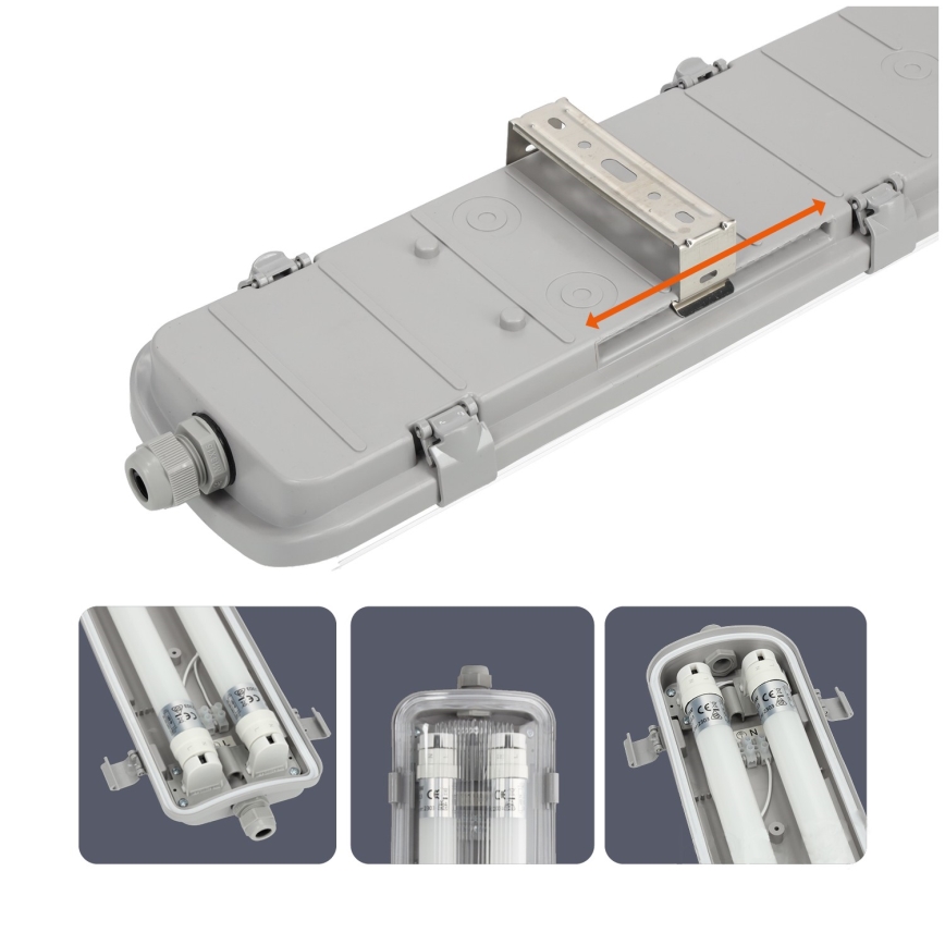 BRILAGI - LED teknisk dammtät lysrörsarmatur OPTIMA T8 2xG13/9W/230V 4000K IP65 67,5 cm