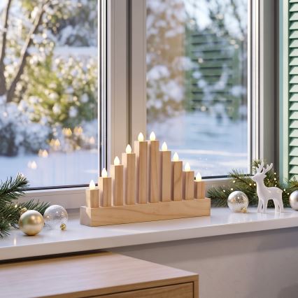 BRILAGI - LED Träljusstake för jul 10xLED/2xAA