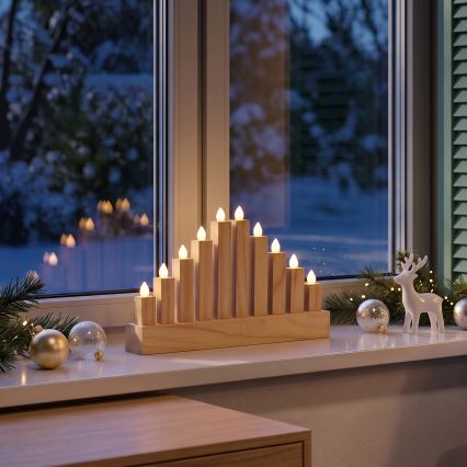 BRILAGI - LED Träljusstake för jul 10xLED/2xAA