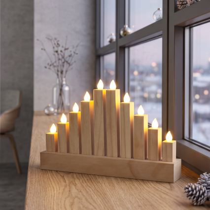 BRILAGI - LED Träljusstake för jul 10xLED/2xAA