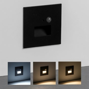 Brilagi - LED-trapparmatur med rörelse- och skymningssensor JACK LED/3W/230V 3000/4000/6500K IP65 svart