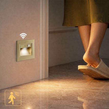 BRILAGI - LED trapparmatur med sensor STEP LIGHT LED/1,5W/230V IP44 guldfärgad