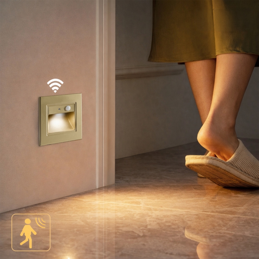 BRILAGI - LED trapparmatur med sensor STEP LIGHT LED/1,5W/230V IP44 guldfärgad