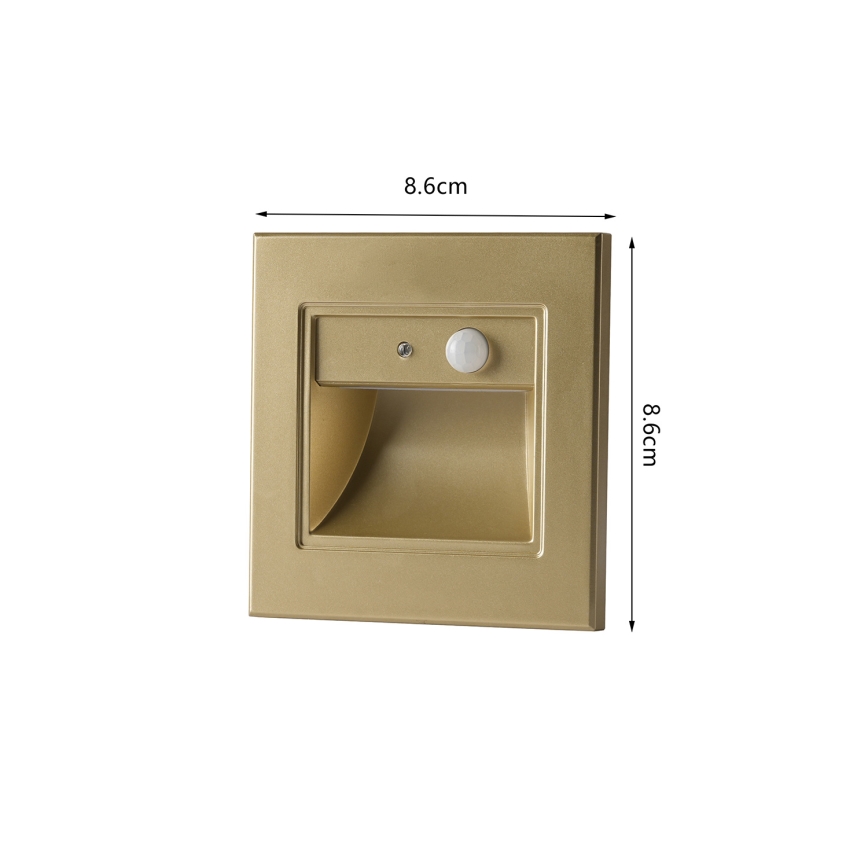 BRILAGI - LED trapparmatur med sensor STEP LIGHT LED/1,5W/230V IP44 guldfärgad