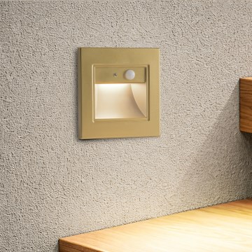 Brilagi - LED trapparmatur med sensor STEP LIGHT LED/1,5W/230V IP44 guldfärgad