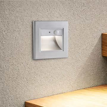 Brilagi - LED-trapparmatur med sensor STEP LIGHT LED/1,5W/230V IP44 silverfärgad