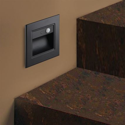 Brilagi - LED-trapparmatur med sensor STEP LIGHT, LED 1,5 W/230 V, IP44, svart