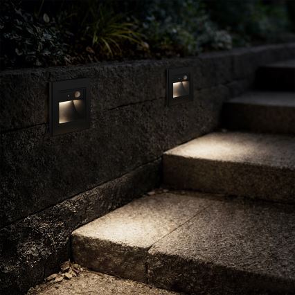 Brilagi - LED-trapparmatur med sensor STEP LIGHT, LED 1,5 W/230 V, IP44, svart