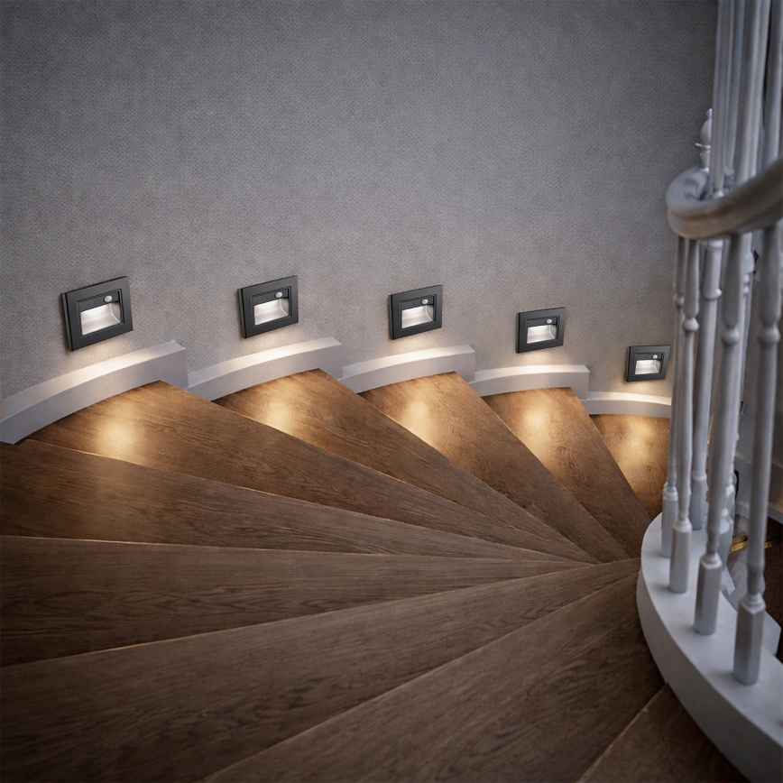 Brilagi - LED-trapparmatur med sensor STEP LIGHT, LED 1,5 W/230 V, IP44, svart