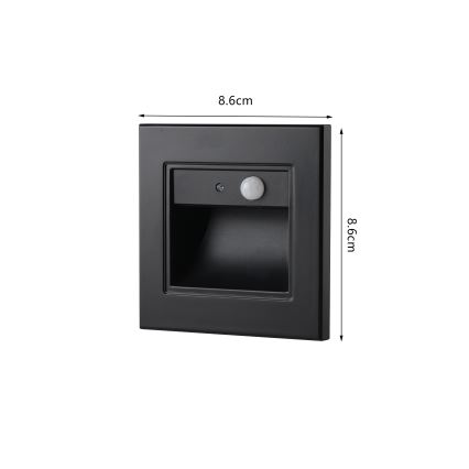 Brilagi - LED-trapparmatur med sensor STEP LIGHT, LED 1,5 W/230 V, IP44, svart