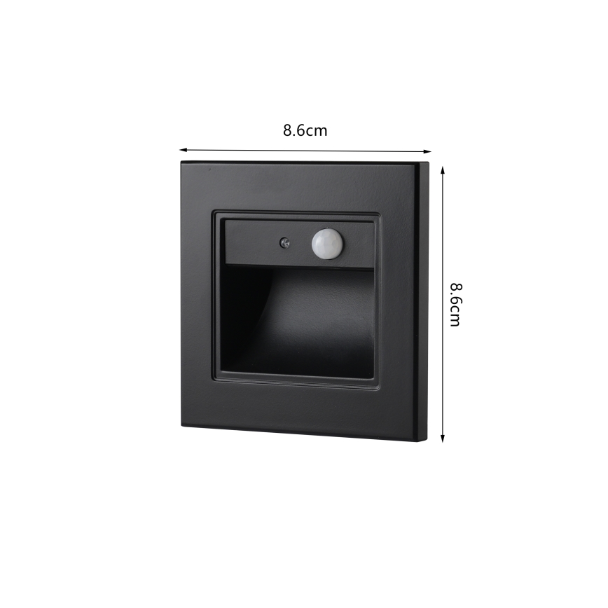 Brilagi - LED-trapparmatur med sensor STEP LIGHT, LED 1,5 W/230 V, IP44, svart