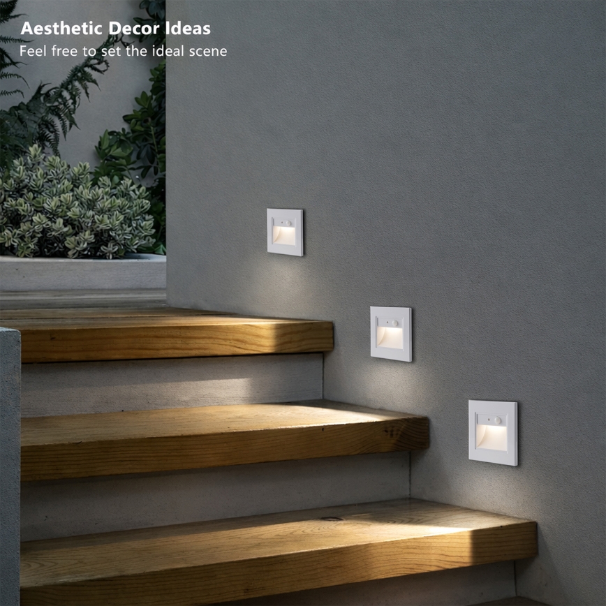 Brilagi - LED trapparmatur med sensor STEP LIGHT LED/1,5W/230V IP44 vit