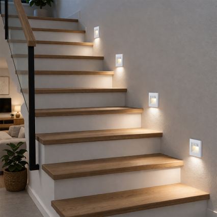 Brilagi - LED trapparmatur med sensor STEP LIGHT LED/1,5W/230V IP44 vit