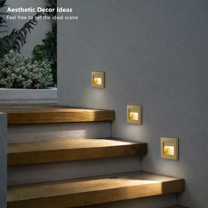Brilagi - LED-trapparmatur STEP LIGHT LED/1,5W/230V IP44 guldfärgad