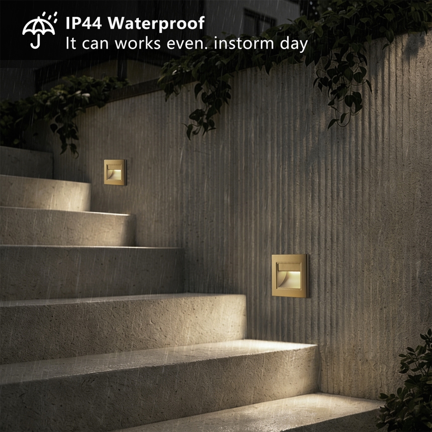 Brilagi - LED-trapparmatur STEP LIGHT LED/1,5W/230V IP44 guldfärgad