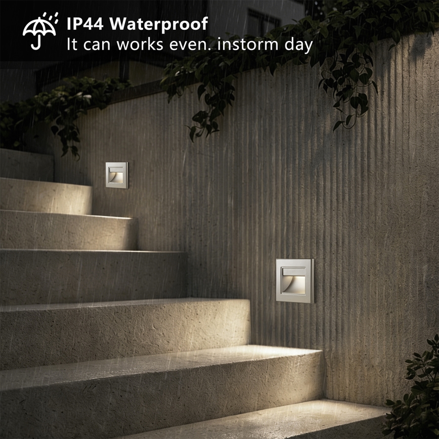 Brilagi - LED trappbelysning STEP LIGHT LED/1,5W/230V IP44 silverfärgad
