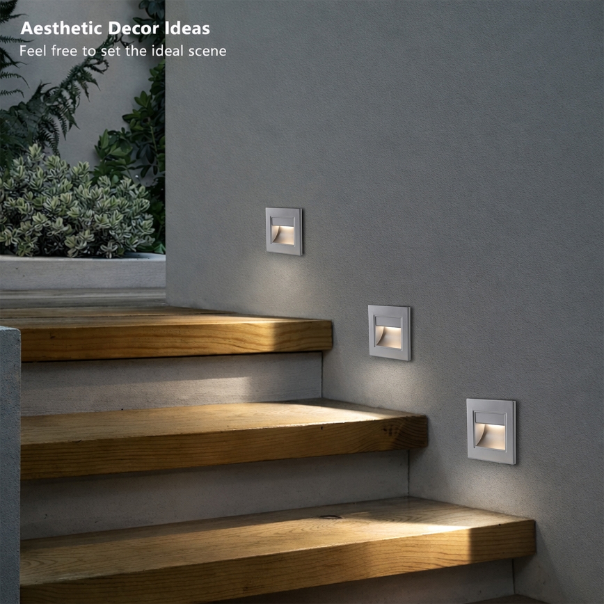 Brilagi - LED trappbelysning STEP LIGHT LED/1,5W/230V IP44 silverfärgad