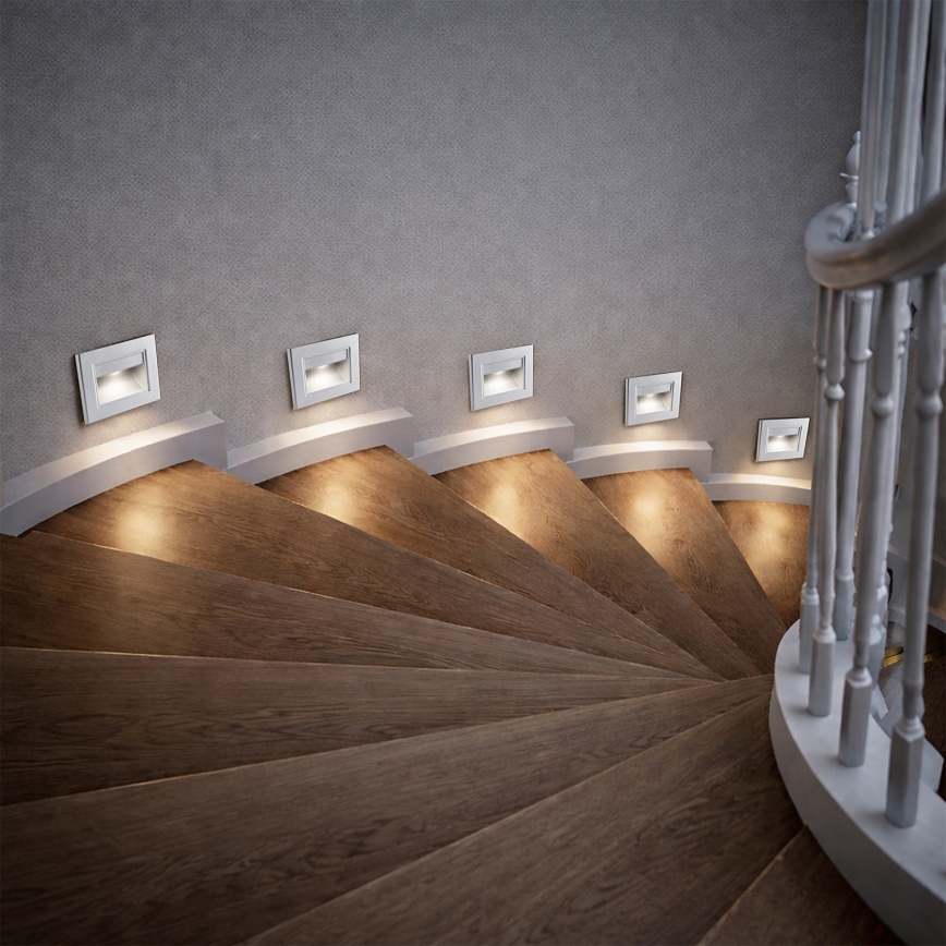 Brilagi - LED trappbelysning STEP LIGHT LED/1,5W/230V IP44 silverfärgad