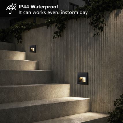 Brilagi - LED trappbelysning STEP LIGHT LED/1,5W/230V IP44 svart