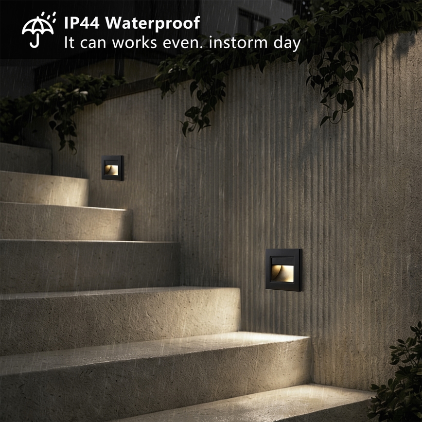 Brilagi - LED trappbelysning STEP LIGHT LED/1,5W/230V IP44 svart