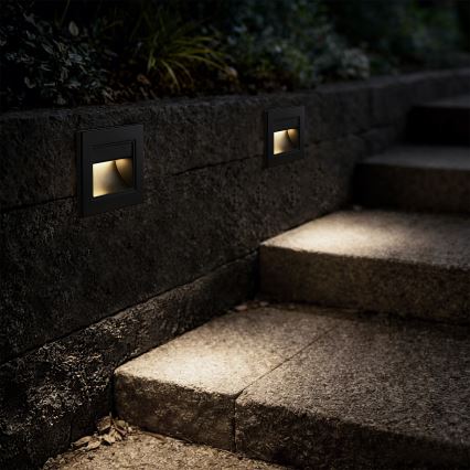 Brilagi - LED trappbelysning STEP LIGHT LED/1,5W/230V IP44 svart
