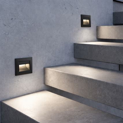 Brilagi - LED trappbelysning STEP LIGHT LED/1,5W/230V IP44 svart