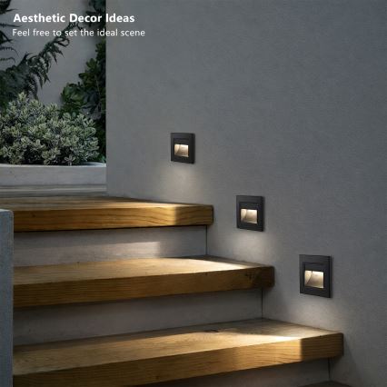 Brilagi - LED trappbelysning STEP LIGHT LED/1,5W/230V IP44 svart