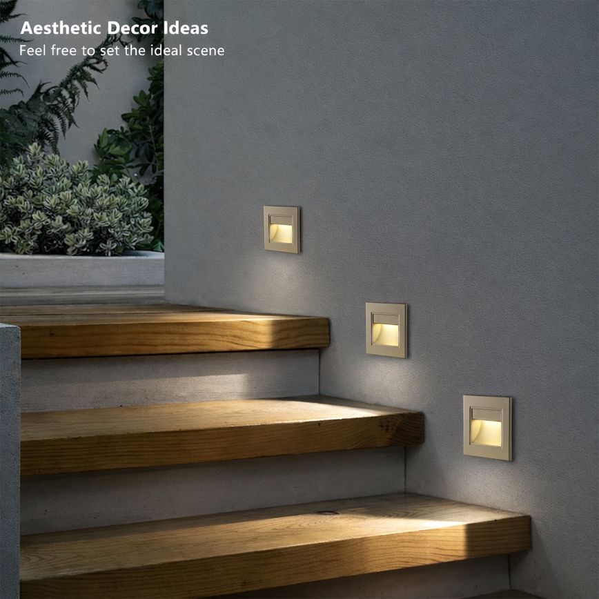 Brilagi - LED trappbelysningsarmatur STEP LIGHT LED/1,5W/230V IP44 guld