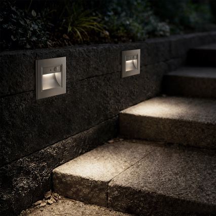 Brilagi - LED-trapparmatur med sensor STEP LIGHT LED/1,5W/230V IP44 silverfärgad