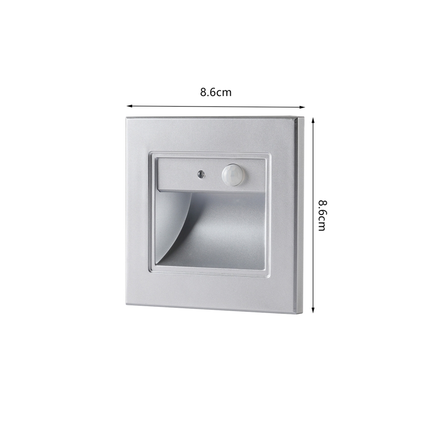 Brilagi - LED-trapparmatur med sensor STEP LIGHT LED/1,5W/230V IP44 silverfärgad