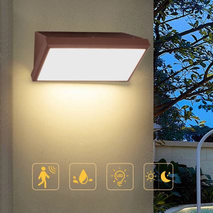 Brilagi - LED utomhusvägglampa med sensor TRIANGLE LED/20W/230V brun IP65