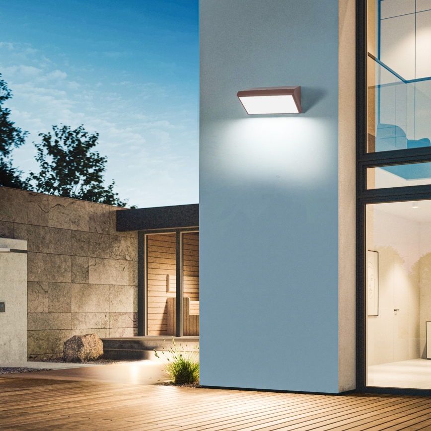 Brilagi - LED utomhusvägglampa med sensor TRIANGLE LED/20W/230V brun IP65