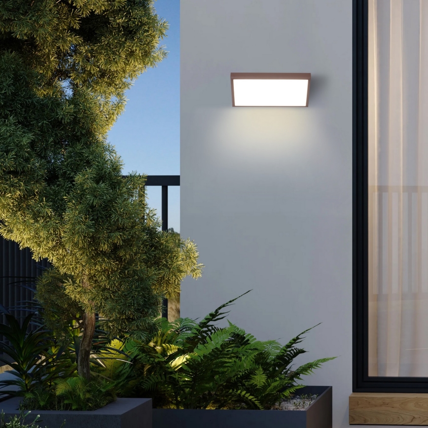 Brilagi - LED utomhusvägglampa med sensor TRIANGLE LED/20W/230V brun IP65